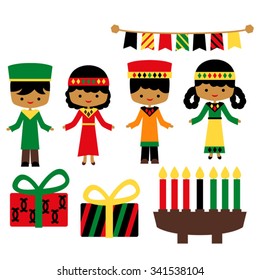 Kwanzaa vector in red, green, black, and yellow.