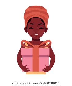 kwanzaa woman with gift illustration