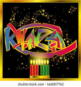 Kwanzaa,background with the traditional celebration of Kwanzaa rotating star holiday