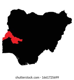 Kwara Province highlighted on Nigeria map Vector EPS 10