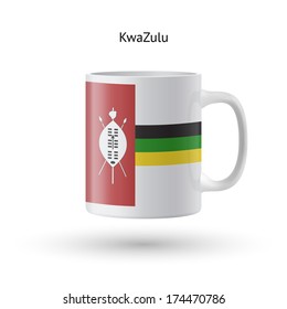 KwaZulu flag souvenir mug isolated on white background. Vector illustration.