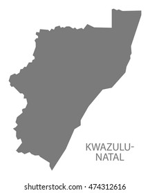 KwaZulu Natal South Africa Map Grey
