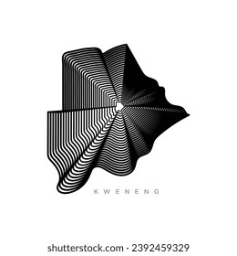Kweneng state of Botswana map illustration black color.