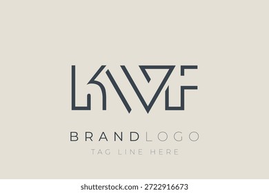 Diseño de logotipo de carta abstracta KWF. Diseño moderno del logotipo del negocio con tipografía Abstractas y estilo contemporáneo