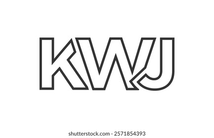 KWJ logo design template with strong and modern bold text. Initial based vector logotype featuring simple and minimal typography. Trendy company identity ideal for businesses brand presence.