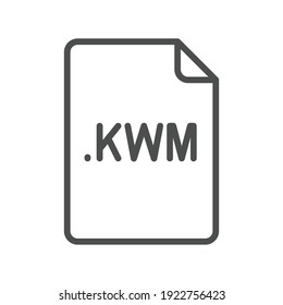 KWM file format line icon. Linear style sign for mobile concept and web design. Simple outline symbol. Vector illustration isolated on white background. EPS 10.