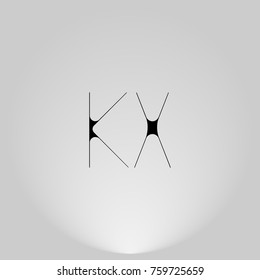 KX Black thin minimalist LOGO Design with Highlight on Gray background.