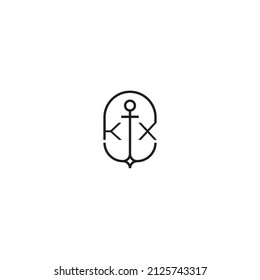 KX creative letter logo design in anchor concept with high quality professional design that will print well across any print media