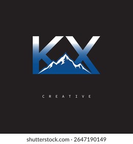 KX Creative Mountain Logo – Bold Gradient Letter mark Branding Design for Business  Outdoor Brands	
