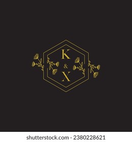 KX elegant wedding initial logo in high quality professional design that will print well across any print media