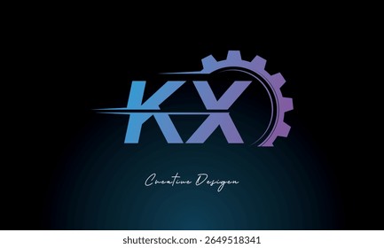KX Gear Fusion Logo – Industrial Tech-Inspired Letter mark Futuristic Industrial Letter Mark Design for Technology and Engineering Brands.