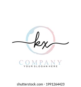 KX handwritten initial logo vector logo template with brush