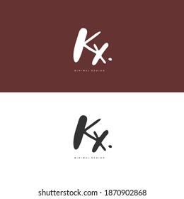 KX Escritura manual inicial o logotipo manuscrito para la identidad. Logo con firma y estilo dibujado a mano.