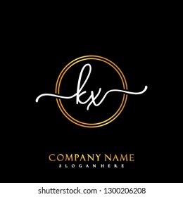 KX Initial Handwriting logo template vector
