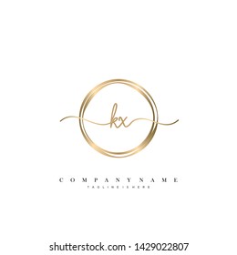 KX initial handwriting logo template vector