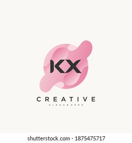 KX Initial Letter logo icon design template elements with wave colorful art.