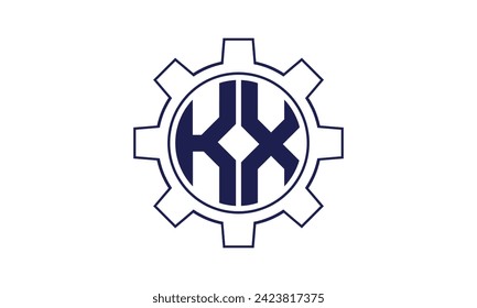 KX initial letter mechanical circle logo design vector template. industrial, engineering, servicing, word mark, letter mark, monogram, construction, business, company, corporate, commercial, geometric