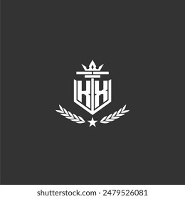 Diseño de logotipo de marca de monograma inicial KX para Imagen de Vector de corona