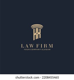 Logotipo inicial de la firma de abogados en monograma KX con diseño de hitos