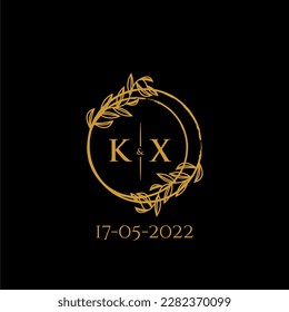 KX initial monogram wedding with creative circle line