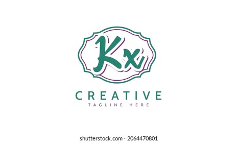 Kx Initials, handwriting logo vector