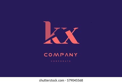 kx k x alphabet small letter blue pink creative design vector company logo icon template 
