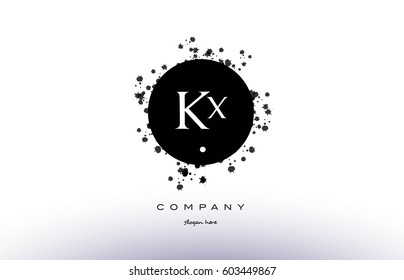 kx k x  black white circle grunge splash vintage retro alphabet company logo design vector icon template