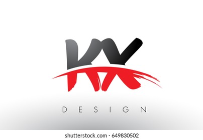 KX K X Brush Logo Letters Design with Red and Black Colors and Brush Letter Concept.