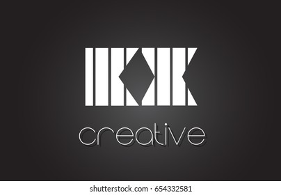 KX K X Creative Letter Logo Design With White and Black Lines.