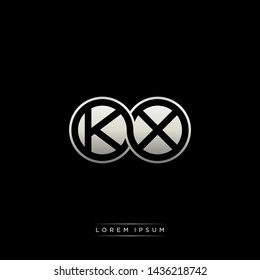 KX K X initial letter linked circle capital monogram logo modern template silver color edition