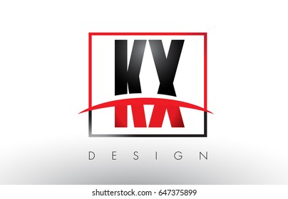 KX K X Logo Letters with Red and Black Colors and Swoosh. Creative Letter Design Vector.