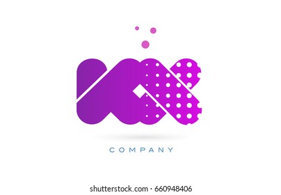 kx k x pink dots dotted letter logo alphabet creative company vector icon design template