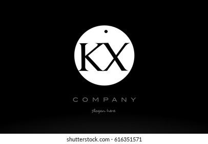 KX K X simple black white circle background alphabet company logo design vector icon template