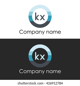 KX letter circle shape icon logo white blue