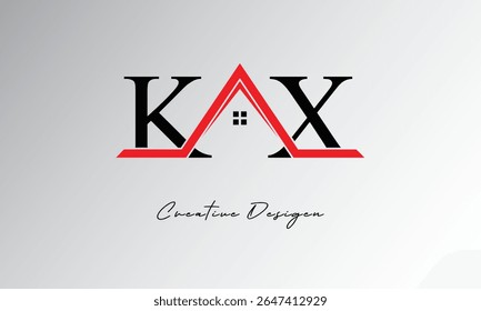 KX Letter House Logo - Monograma criativo imobiliário com ícone de telhado e forma de casa para propriedade, arquitetura e marca moderna
