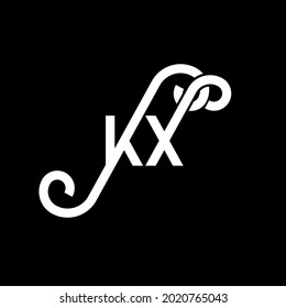 Diseño del logotipo de la letra KX sobre fondo negro.