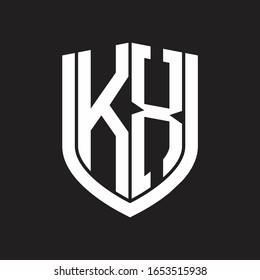 KX Logo monogram with emblem shield design isolated on black background