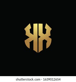 KX logo monogram with gold colors and shield shape design template