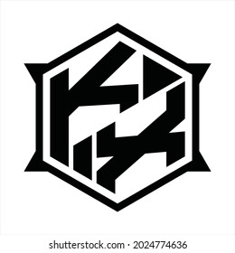KX Logo monogram with hexagon and sharp shape design template