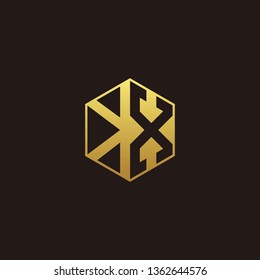 KX Logo Monogram with Negative space gold colors