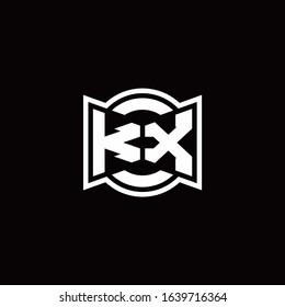 KX logo monogram with ribbon style circle rounded design template
