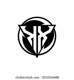 KX logo with triangle shape and circle rounded design template isolated on white background