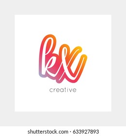 KX logo, vector. Useful as branding, app icon, alphabet combination, clip-art.