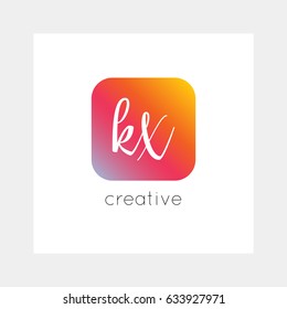 KX logo, vector. Useful as branding, app icon, alphabet combination, clip-art.