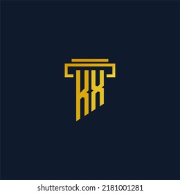 KX monogram initial logo for lawfirm with pillar design