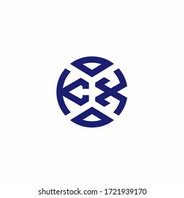 KX monogram logo with abstract shapes in modern style design template