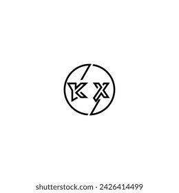 KX simple outline concept logo and circle of initial design black and white background