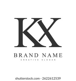 KX trendy logotype template. Initial letter k and x classic font style. Creative logo for company name or identity. Vector illustration.