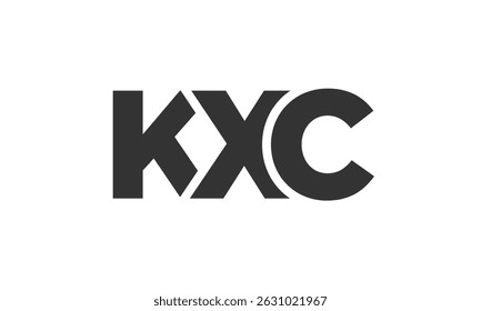Plantilla de diseño de logotipo KXC con texto en negrita fuerte y moderno. Logotipo de Vector inicial basado en tipografía simple y mínima. Identidad de empresa de moda ideal para la presencia de la marca de las empresas.