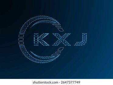 KXJ low poly letter logo vector design. KXJ lower poly logo design. Low poly logo.